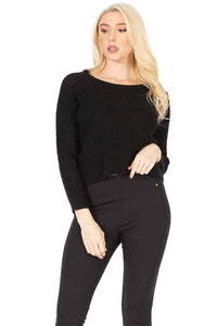 Plain Texured‐knit Cropped Sweater Vertigo 