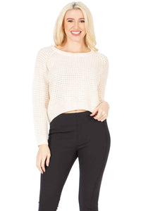 Plain Texured‐knit Cropped Sweater Vertigo 