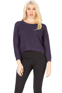 Plain Texured‐knit Cropped Sweater Vertigo 