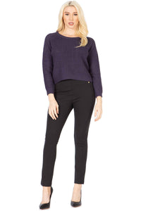 Plain Texured‐knit Cropped Sweater Vertigo 