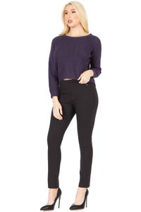 Plain Texured‐knit Cropped Sweater Vertigo 
