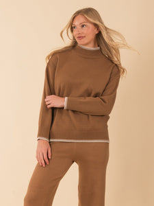 Contrast Trim Mock Neck Sweater Vertigo