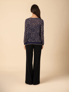 Semi-Sheer & Metallic Intricate Floral Print Longsleeve Cardigan. Vertigo