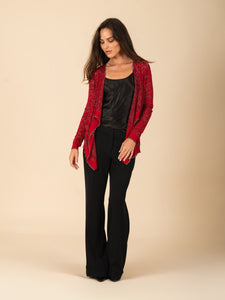 Semi-Sheer & Metallic Intricate Floral Print Longsleeve Cardigan. Vertigo