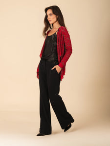 Semi-Sheer & Metallic Intricate Floral Print Longsleeve Cardigan. Vertigo