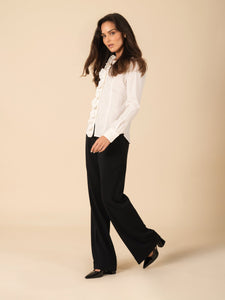 Pleated Ruffle Trim Dress Shirt Vertigo