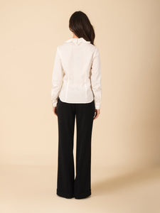 Pleated Ruffle Trim Dress Shirt Vertigo