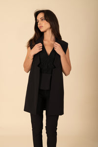 "Davina" Long Suit Vest with Zippered Pockets Vertigo Collection