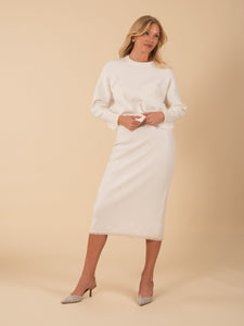 Fringe Hem Knit Skirt Vertigo