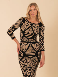 Tribal Print Boat Neck Top Vertigo
