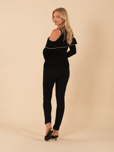 Cold-Shoulder Ruffle Knit Top Vertigo