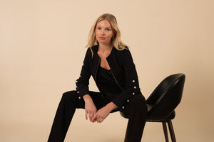 "Addison" Faux Pearl Cropped Zip-up Jacket Vertigo