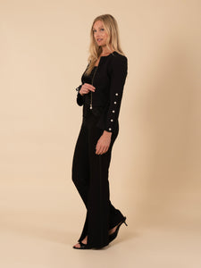 "Addison" Faux Pearl Cropped Zip-up Jacket Vertigo