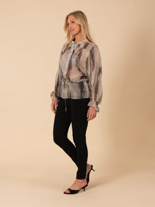 Sheer Marbled Silk Blouse Vertigo