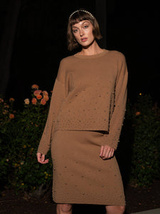 Pearl Embellished Knit Sweater Vertigo