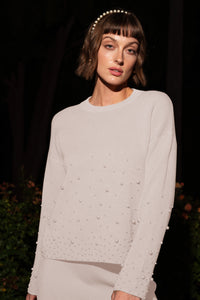 Pearl Embellished Knit Sweater Vertigo