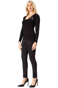 Lace Accent Shrug Illusion Longsleeve Vertigo 