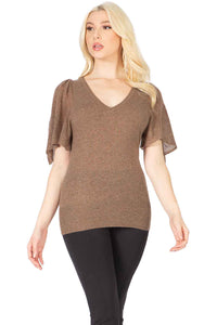 V Neck with Short Butterfly Sleeves Vertigo 