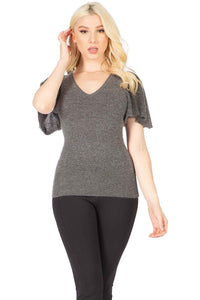 V Neck with Short Butterfly Sleeves Vertigo 