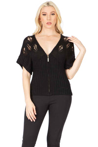 Openwork Shoulder Zip‐up Top Vertigo 