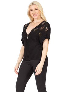Openwork Shoulder Zip‐up Top Vertigo 