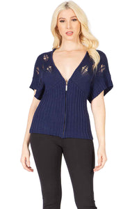 Openwork Shoulder Zip‐up Top Vertigo 
