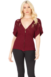 Openwork Shoulder Zip‐up Top Vertigo 