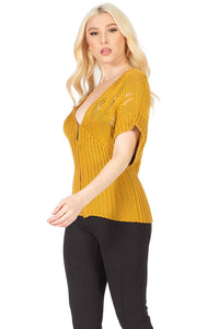 Openwork Shoulder Zip‐up Top Vertigo 