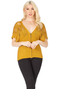 Openwork Shoulder Zip‐up Top Vertigo 