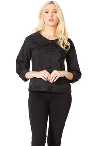 Peter Pan Collar Scallop Bib Blouse Vertigo