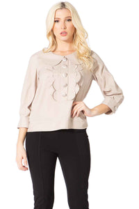 Peter Pan Collar Scallop Bib Blouse Vertigo