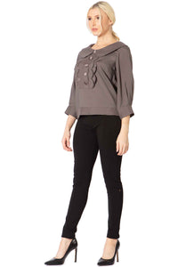 Peter Pan Collar Scallop Bib Blouse Vertigo