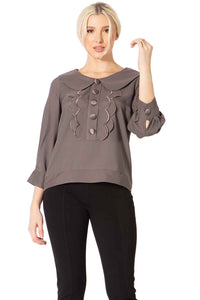 Peter Pan Collar Scallop Bib Blouse Vertigo