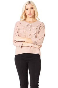 Peter Pan Collar Scallop Bib Blouse Vertigo