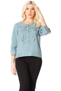 Peter Pan Collar Scallop Bib Blouse Vertigo