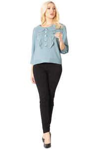 Peter Pan Collar Scallop Bib Blouse Vertigo