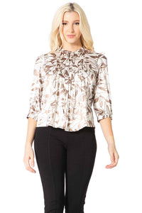 Sateen Printed Button Up Blouse Vertigo 