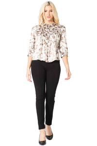 Sateen Printed Button Up Blouse Vertigo 