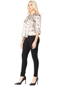Sateen Printed Button Up Blouse Vertigo 