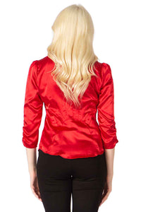 City Girl Button Front Satin Blouse Vertigo