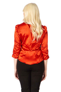City Girl Button Front Satin Blouse Vertigo