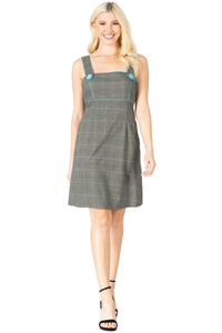 Windowpane Babydoll Overall Dress Vertigo