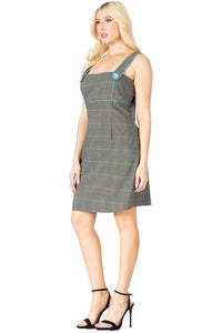Windowpane Babydoll Overall Dress Vertigo