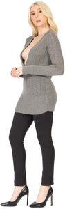 Exaggerated V Neck Pointelle Sweater Vertigo