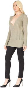 Exaggerated V Neck Pointelle Sweater Vertigo