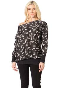 Convertible Collar Printed Top Vertigo 