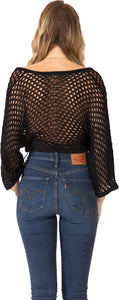 Openwork Knit Zip‐up Crop Top Vertigo 