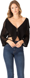 Openwork Knit Zip‐up Crop Top Vertigo 