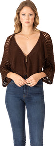 Openwork Knit Zip‐up Crop Top Vertigo 
