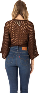 Openwork Knit Zip‐up Crop Top Vertigo 